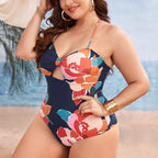Damen Einteiliger Badeanzug mit floralem Cut-Out-Design R&B
