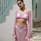 Damen elegantes und durchscheinendes Strandset R&B