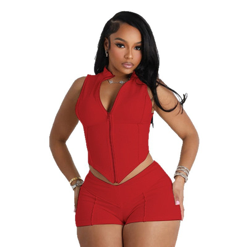 Damen Crop-Top mit Reißverschluss und taillierter Passform R&B