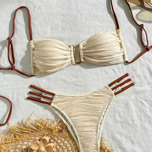 Damen Bandeau-Bikini mit modischem Rüschendesign R&B