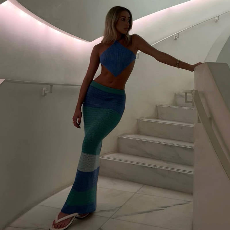 Damen Longtop und Maxirock Set R&B