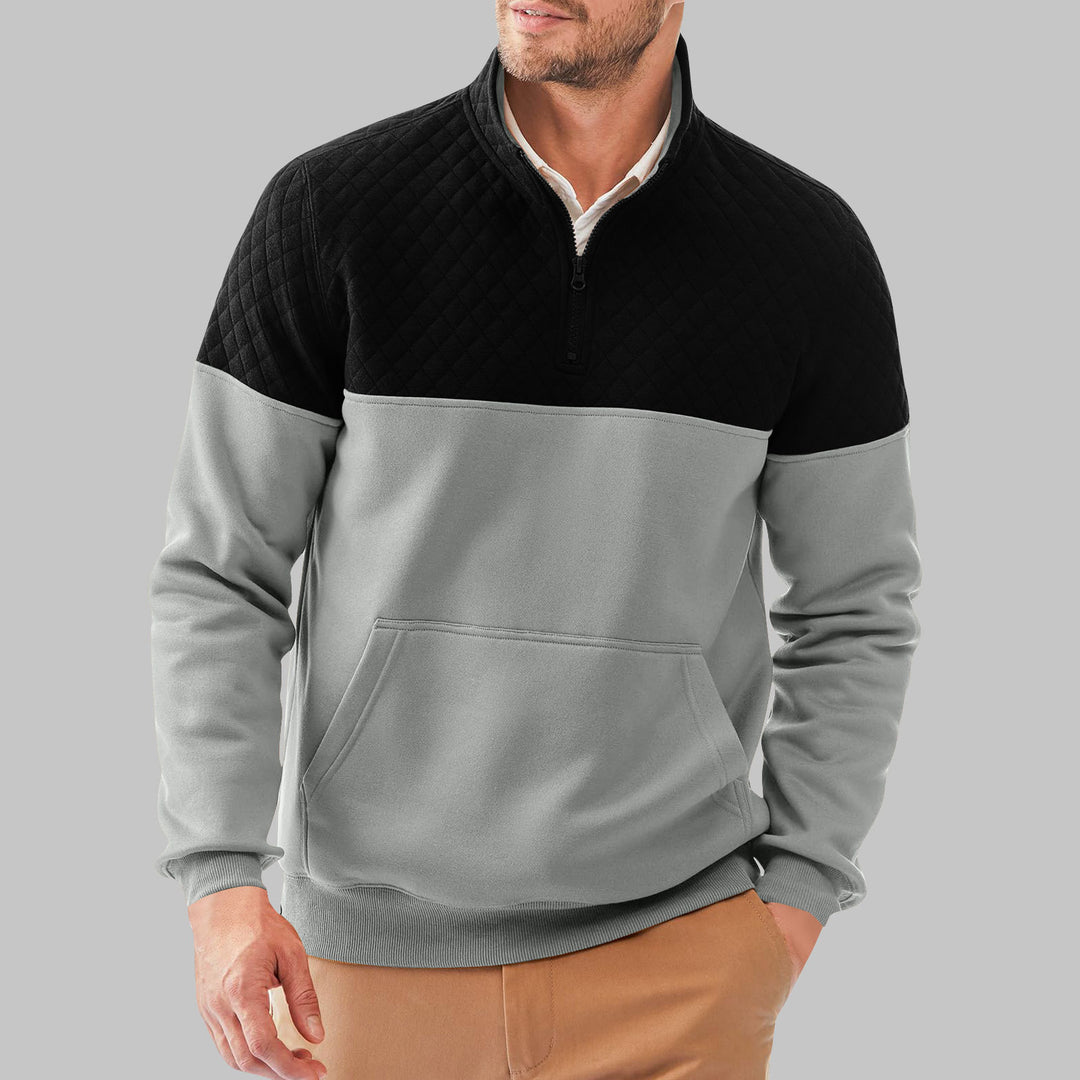 Herren Stepppullover mit hohem Kragen und praktischer Kängurutasche R&B