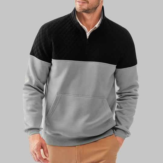 Herren Stepppullover mit hohem Kragen und praktischer Kängurutasche R&B