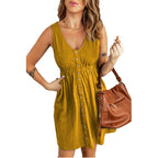 Damen Sommerliches Wickelkleid mit Knopfdetails und elastischem Bund R&B