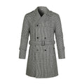 Damen eleganter Trenchcoat mit feinem Karo-Muster und tailliertem Schnitt