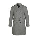 Damen eleganter Trenchcoat mit feinem Karo-Muster und tailliertem Schnitt