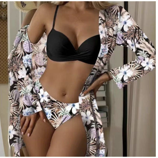 Damen Zweiteiliges Bikini-Set mit floralem Wickelüberwurf R&B