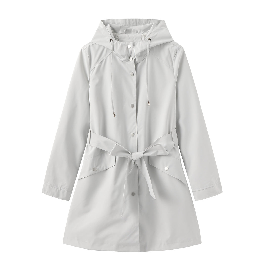 Damen modische Outdoorjacke mit Gürtel und Kapuze R&B