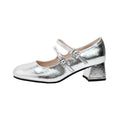 Damen elegante Mary-Jane Schuhe mit modischem Riemen und glänzendem Design