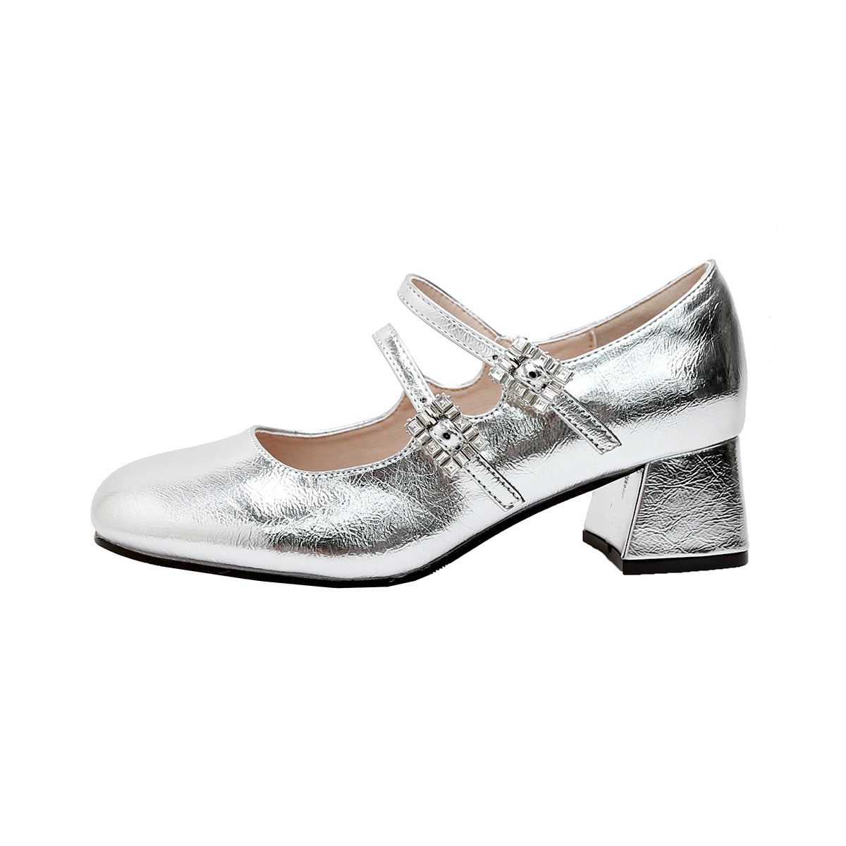 Damen elegante Mary-Jane Schuhe mit modischem Riemen und glänzendem Design