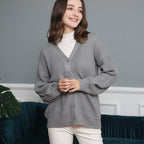 Damen Strickjacke mit strukturiertem Muster und praktischen Knopfdetails
