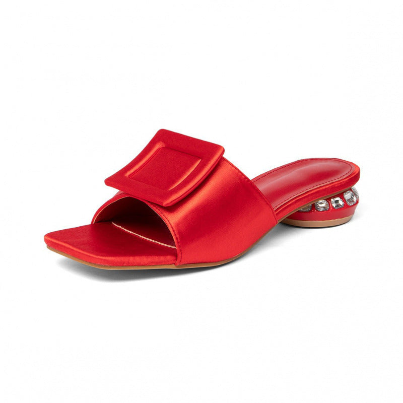 Damen Sandalen mit dekorativen Schnallen und funkelndem Absatz R&B