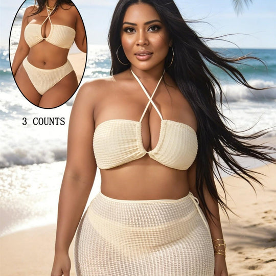 Damen Bandeau-Bikini mit asymmetrischem Rock R&B