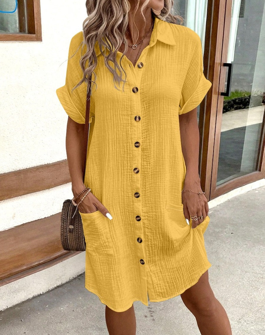Damen Hemdkleid mit Knopfleiste und praktischen Taschen R&B