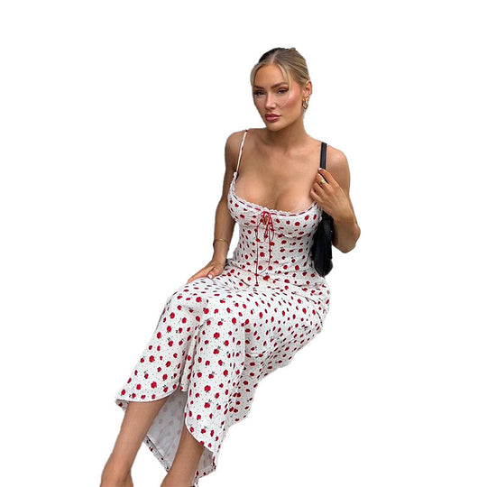 Damen Maxikleid mit zartem floralen Muster und raffinierten Rüschendetails R&B