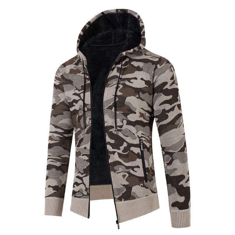 Herren lässige Jacke mit Fleece-Futter und Camouflage-Muster