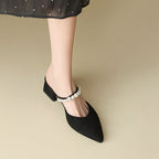 Damen elegante Slingback Mules mit Perlenakzenten R&B