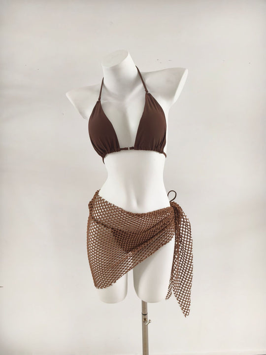 Damen Triangel-Bikini mit modischen Netzrock-Details R&B