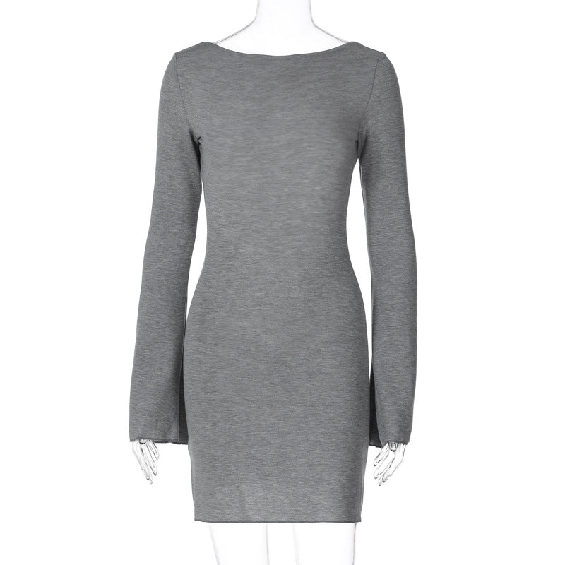 Damen langärmliges Mini-Kleid mit elegantem Schnitt R&B