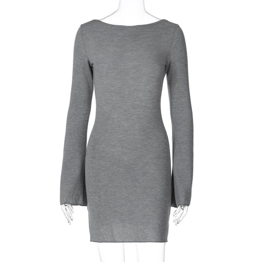 Damen langärmliges Mini-Kleid mit elegantem Schnitt R&B