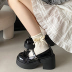 Damen Chunky Ballerinas mit dekorativem Schleifen-Detail und verstellbarem Riemen R&B