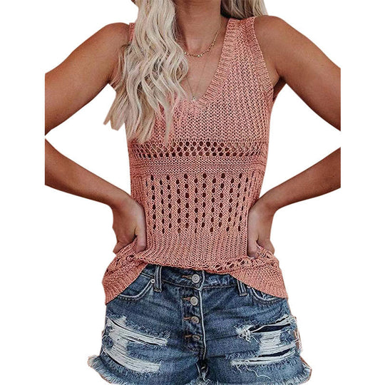 Damen Stricktanktop mit vielseitigem Lochmuster R&B