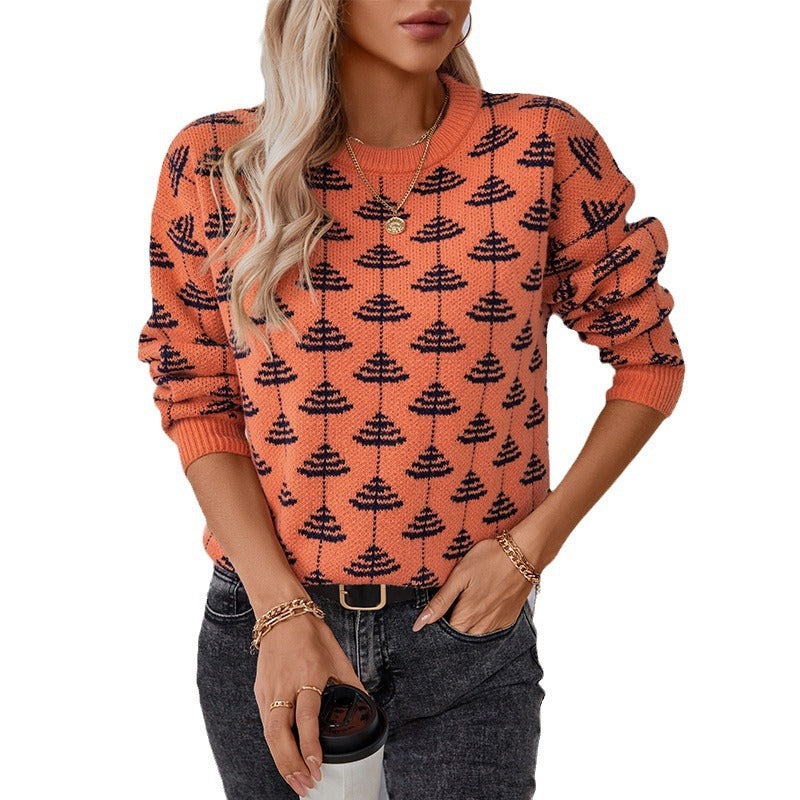 Damen Strickpullover mit verspieltem Baumdesign und weichem Material R&B