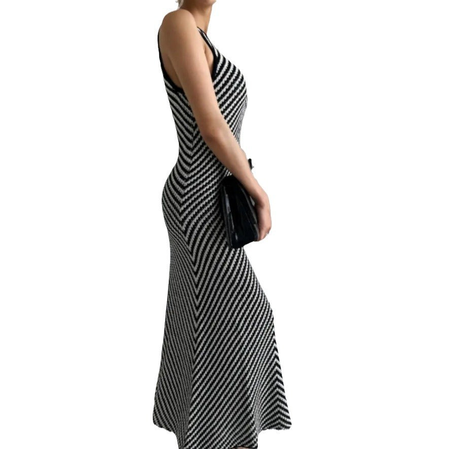 Damen Langarm-Hängerchenkleid mit raffiniertem Zickzack-Muster R&B