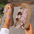 Damen Modische Plateau-Sandalen mit verstellbaren Riemen und anatomischem Fußbett R&B