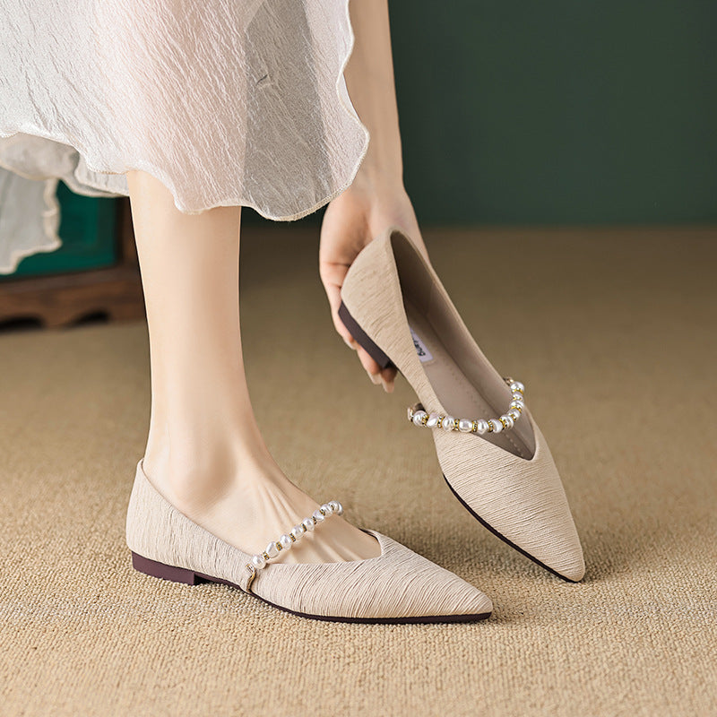 Damen Ballerinas mit modischer Perlen-Schnalle