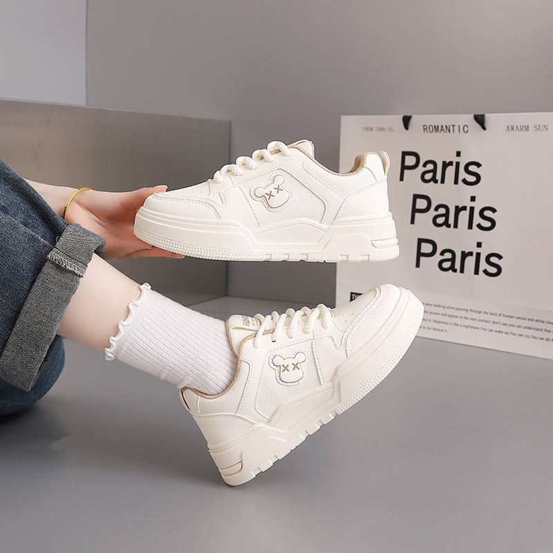 Damen Sneaker mit süßem Bärenmotiv und dicker Sohle R&B