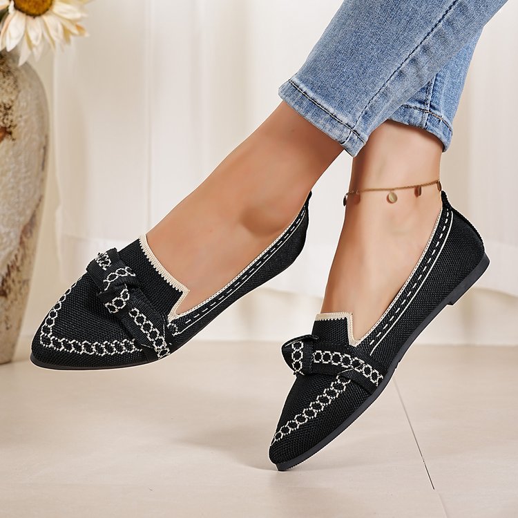 Damen Stilvolle und komfortable Ballerinas mit großem Schleifendetail R&B