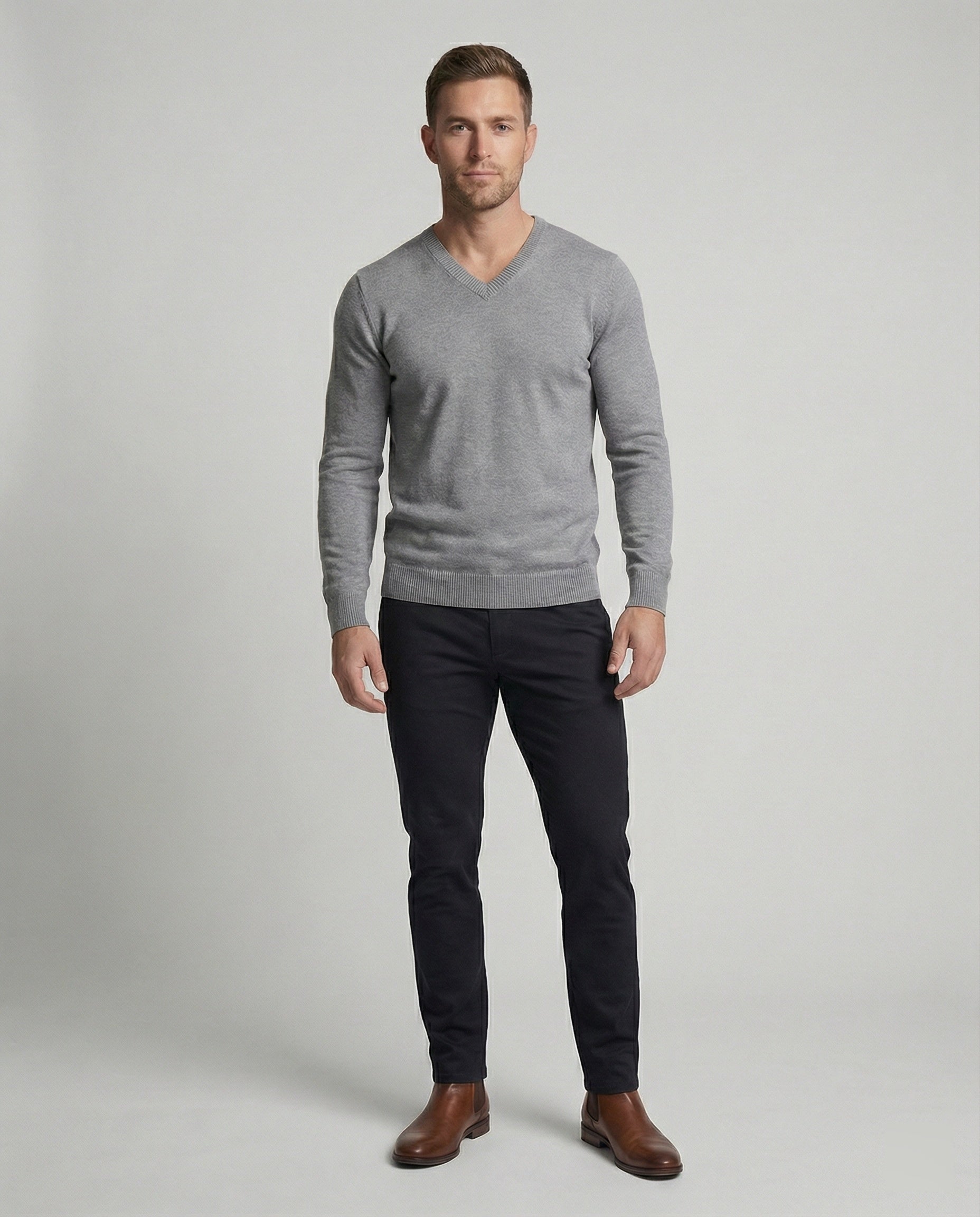Herren V-Ausschnitt Pullover aus hochwertiger Baumwolle mit bequemer Passform