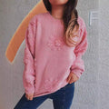 Damen Strickpullover mit romantischen Blumenapplikationen und weichem Material R&B