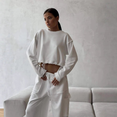 Damen lässiges Sweatshirt mit elastischem Tunnelzug R&B