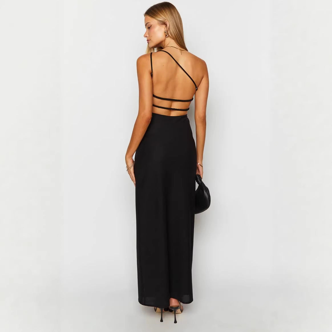 Damen Maxi-Kleid mit asymmetrischem Ausschnitt R&B