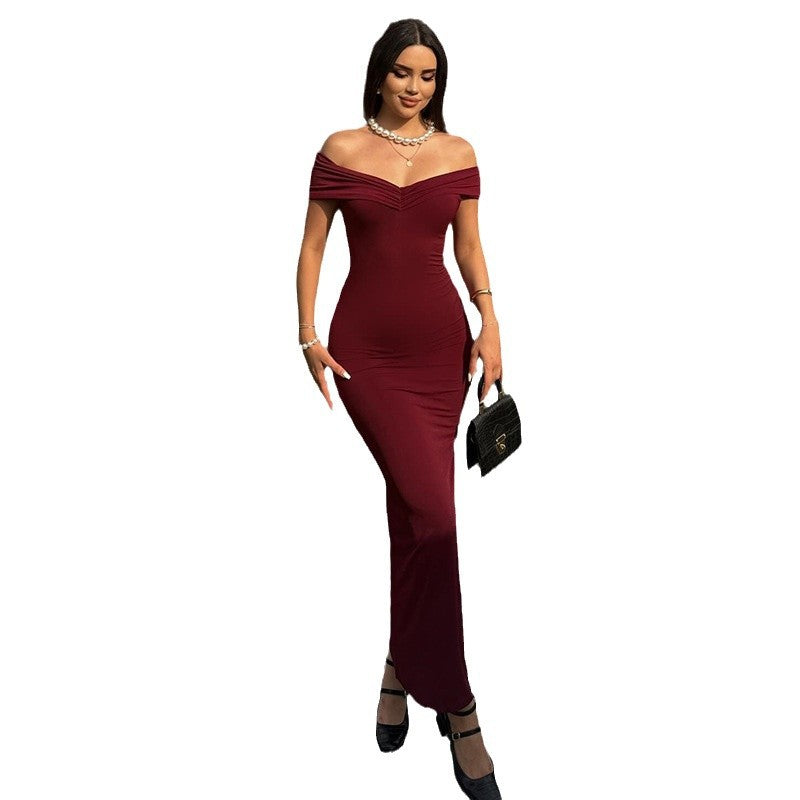 Damen Elegantes schulterfreies Maxikleid mit figurbetonender Silhouette R&B
