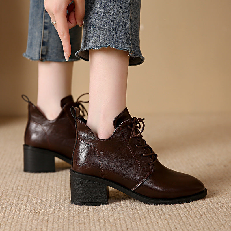 Damen Modische Schnür-Stiefeletten mit elegantem Blockabsatz