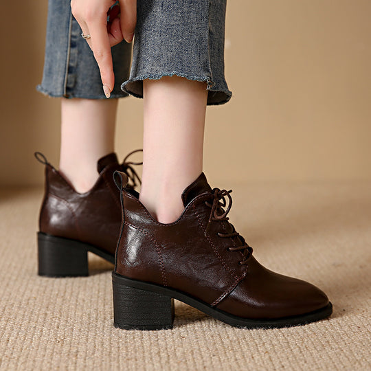 Damen Modische Schnür-Stiefeletten mit elegantem Blockabsatz R&B