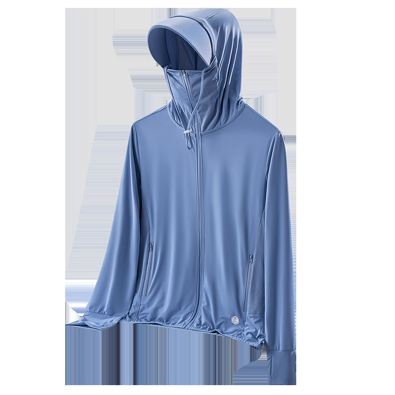 Damen nan leichte UV-Schutz Sonnenjacke mit Kapuze atmungsaktivem Funktionsstoff und Reißverschlusstaschen R&B