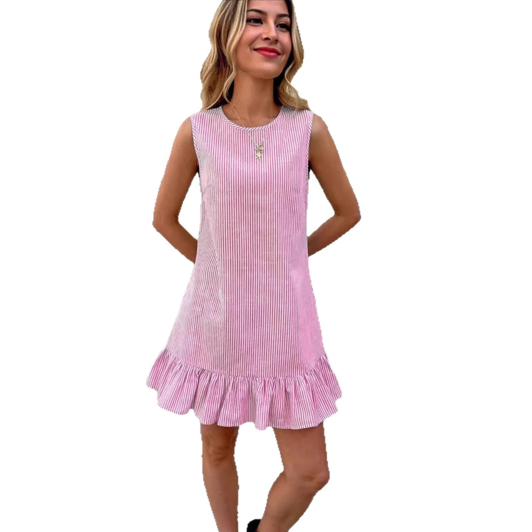Damen Sommerliches Streifen-Kleid mit Rüschensaum R&B