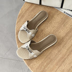Damen Komfortable Slides mit elegantem Kettendetail R&B