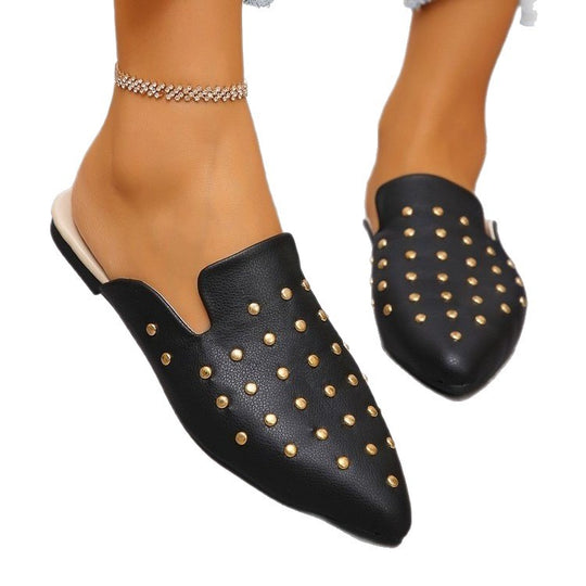 Damen offene Slipper mit funkelnden Nieten R&B