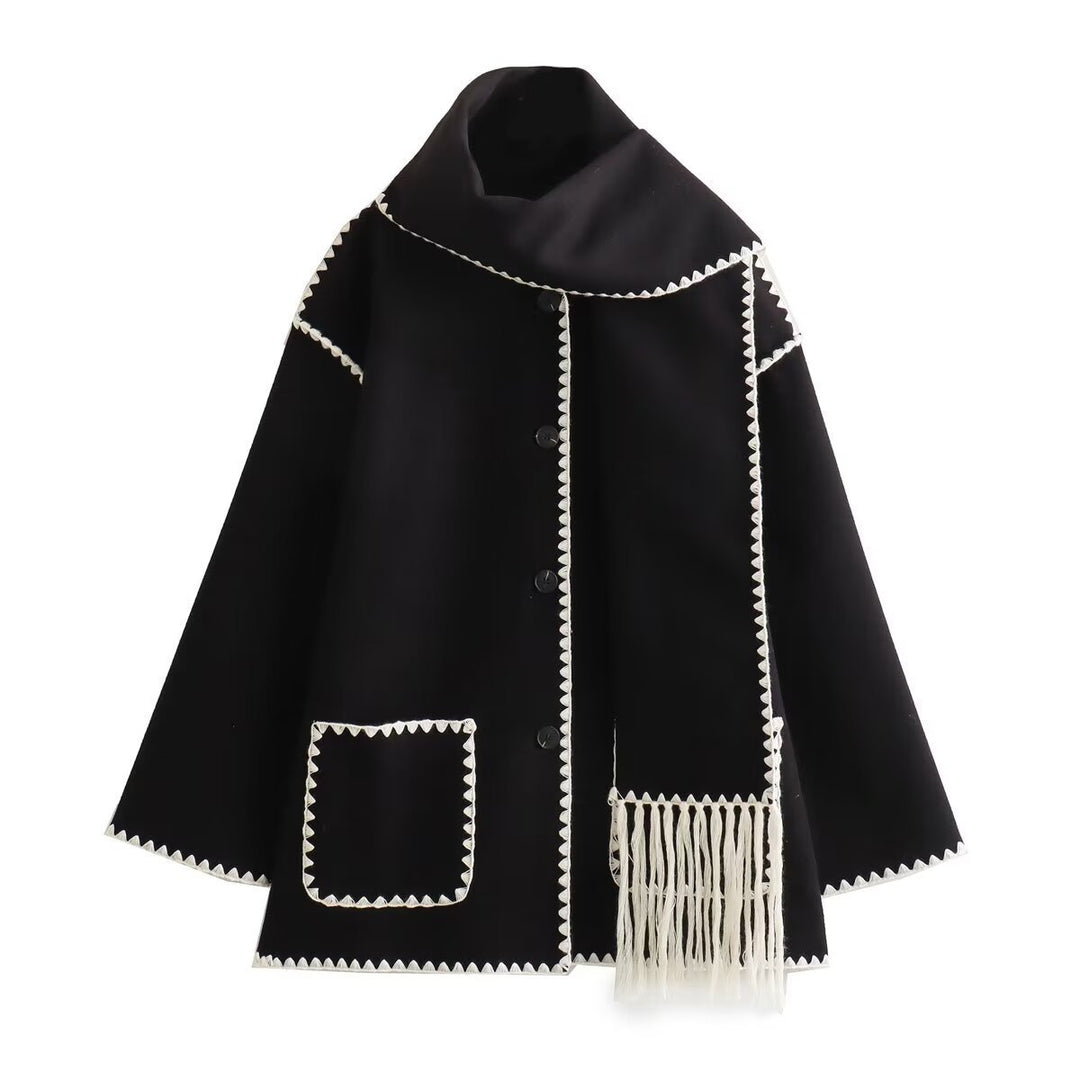 Damen Mantel mit Fransendetail und eleganter Knopfleiste R&B