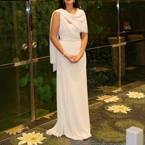 Damen Elegantes Abendkleid mit asymmetrischem Schal und eleganter Silhouette R&B