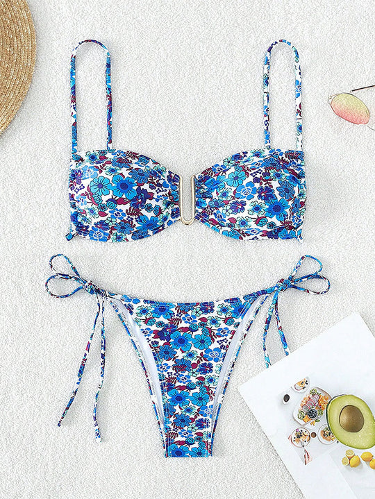 Damen Floral Push-Up-Bikini mit verstellbaren Trätern R&B