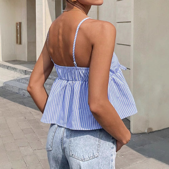 Damen Spaghettiträger Bluse mit floralem Design und asymmetrischem Schnitt R&B