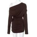 Damen Longsleeve Oberteil mit asymmetrischem Ausschnitt und raffiniertem Drapierungseffekt R&B