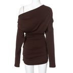 Damen Longsleeve Oberteil mit asymmetrischem Ausschnitt und raffiniertem Drapierungseffekt R&B