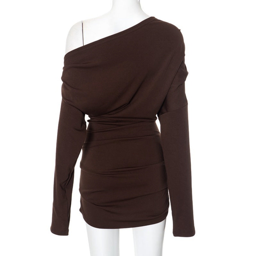 Damen Longsleeve Oberteil mit asymmetrischem Ausschnitt und raffiniertem Drapierungseffekt R&B